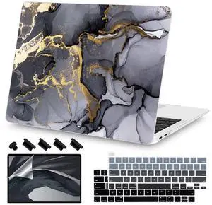 Teryeefi Compatible with MacBook Pro 13 inch Case M1 M2 Chip A2338 A2289 A2251 A2159 A1989 A1706, Plastic Hard Shell & Keyboard Cover for 2016-2020 2022 MacBook Pro 13 Touch Bar,Gray Marble