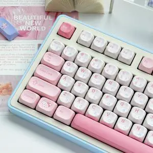 SUEHIODHY MOA Profile Keycaps, Pink PBT Keycaps, 152 Keys Custom Cute Keycap Set, Dye-Sublimation Keyboard Caps for 60% 65% 70% 75% 100% Cherry MX Switches Mechanical Keyboards