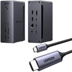 UGREEN Thunderbolt 4 Dock Bundle with UGREEN USB C to HDMI Cable (4K@60Hz) 6.6FT