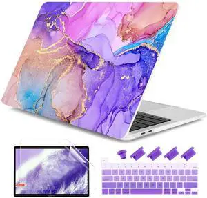 DONGKE Compatible with MacBook Pro 13 inch Case 2024 2023-2020 Release A2338 M2/M1 A2251 A2289 with Retina Display & Touch ID, Plastic Hard Shell & Keyboard Cover & Screen Film - Fluid Art X255