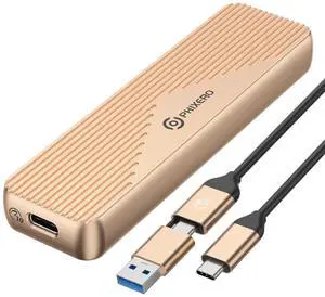 PHIXERO NVME Enclosure, Aluminum M.2 NVMe SSD Enclosure, Triple Heat Dissipation, USB 3.1 Gen 2 (10Gbps) with 2 in 1 USB C Cable for M Key/B+M Key NVME SSD, Size 2280/2260/2242/2230 (Rose Gold)