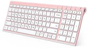iClever BK10 Bluetooth Keyboard, Wireless Rechargeable Ultra-Slim Keyboard with Long Battery Life, Compatible with iOS, Android, Windows, Mac for iPad, Tablet, Laptop, PC, Phone