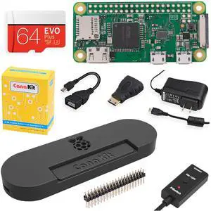 CanaKit Raspberry Pi Zero W (Wireless) Complete Starter MAX Kit with Premium Black Case (64GB Edition)