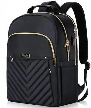 Backpack for Women,17.3 Inch School Backpacks with USB Port, Business Travel Laptop Backpack, School Bookbag for Girl, College Backpack for Student, Womens Large Backpacks Purse Work Bag, Black