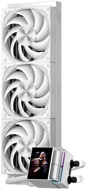 PCCOOLER AIO CPU Cooler Liquid Freezer - 3 Pack F5 R120 Case Fans - 2.4 Inch IPS LCD Screen 360mm Liquid Cooler Compatible with AM4 AM5 Intel LGA 1700/1851/20XX CPS Water Cooling(DS360 Display WH)