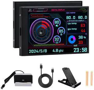 ARCADORA 3.5inch Secondary Screen Monitor, Computer Temp Monitor, PC Sensor Panel Display, PC Temperature Display with Cables