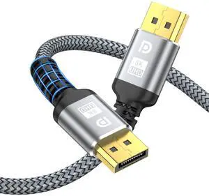 looyotul 8K DisplayPort Cable,DP 1.4 Cable 15ft(8K@60Hz,4K@144Hz,2K@240Hz) Support 32.4Gbps,Gold Plated Connector,High Refresh Rate for Gaming Monitor,HDR,FreeSync G-Sync,Graphics Card,PC