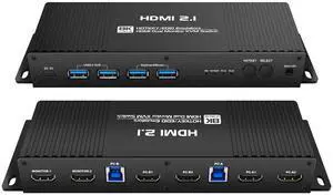 Hdmi Kvm Switch 2 Monitors 2 Computers edid Emulator 4k 144hz Hotkey Switching Dual Monitor kvm Switches hdmi edid 2 Monitors 2 Computers 1440P 120Hz 144hz 165hz 240hz USB3.0 FreeSync G-SYNC