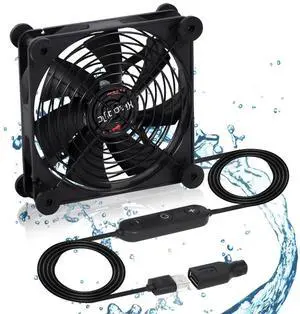 xiaoqijia Quiet 140mm Fan with 10 Speed USB 5V Fan DC 12V IPX5 Waterproof Fan PC Fan Portable Cooling Fan for Tablet TV Receiver Router DVR Greenhouse Kennel Computer Cabinet Component Cooling