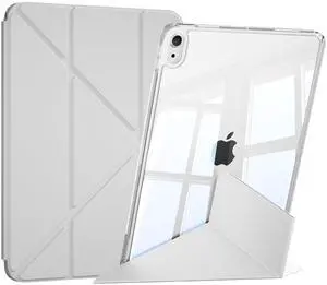 KVTVOU Clear Case for iPad (A16) 11th/10th Generation (2025/2022, 11/10.9 Inch), 2 in 1 Detachable Sliding Cover, Y-Multiple Stand Cover Support Vertical Screen Game Mode, Slim & Thin, Gray