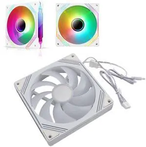 140mm ARGB Chassis Fan, Quiet Cooling Fan with 3Pin Customizable LEDs PWM Fan for Computer Case, Liquid Radiator, 140x140x25mm Size (Regular White)