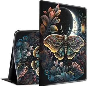 Case for Kindle Fire HD 8 & Fire HD 8 Plus Tablet 10th/12th/14th Generation 2020/2022/2024 Lightweight Smart Case Adjustable Stand Protective Cover with Auto Wake/Sleep,Moth Moon Flower Floral