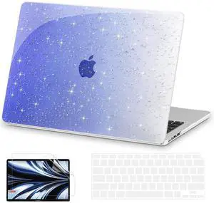 AKIT Compatible with MacBook Air 13 inch Case Sparkly 2025 2024-2022 M4 M3 M2 A3240 A3113 A2681, [Anti-Cracking] Hard Shell Laptop Case Cover for MacBook Air 13.6 inch 2025, Gradient Blue