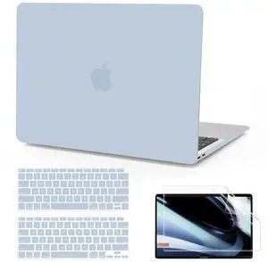 B BELK Compatible with MacBook Air 13 inch Case 2022 2021 2020 2019 2018 A2337 M1 A2179 A1932, Matte Plastic Hard Shell Case for MacBook Air 13.3 inch +Keyboard Cover +Screen Protector, Baby Blue