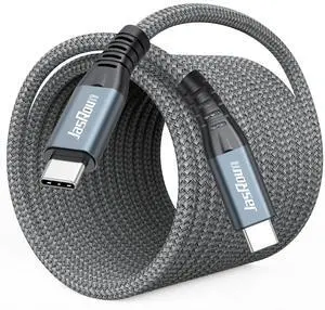 JasRoum USB C 3.2 Gen 2 Cable 20ft with 10Gbps High Speed Data Transfer & 140W Charging & 4K@60Hz Type C Monitor Cord Braided for Monitor Portable SSD Hub Docking Station Laptop Phone etc.