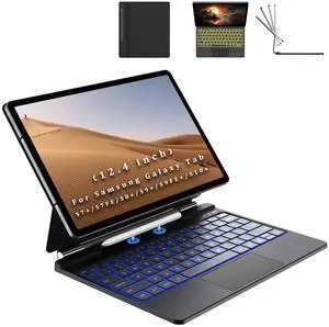 accrosoo (NOT for 14.6" Ultra Keyboard Case Just for 12.4" Samsung Tab S9+/S10+/S8+/S9 FE+/S7+/S7 FE - Magnetic Floating, Sensitive Touchpad, 7 Backlit, S Pen Holder, Black
