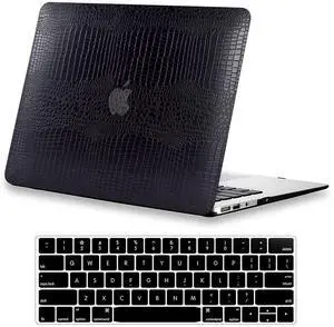 DTangLsm Compatible for Crocodile MacBook Pro 16 inch Case 2020 2019 Release A2141 with Touch Bar Touch ID, Alligator Snake Skin Leather Hard Shell Case&Keyboard Cover for MacBook Pro 16" 2019, Black
