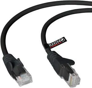 rhinocables CAT 6 High-Speed Gigabit Ethernet Cable - Patch Network Lead for LAN| Snagless UTP with LSZH Jacket | RJ45 Connector - Internet, Router, Modem, Smart TV, PC & More (80ft, Black)