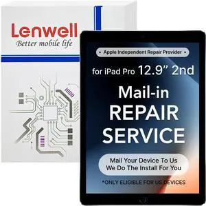 Lenwell Mail-in Repair Service with Original OEM Pull Screen Replacement for iPad Pro 12.9 2nd Gen 2017 12.9'' LCD Display Digitizer Touch Glass Full Assembly A1670 A1671 A1821 (no Screen Tools)