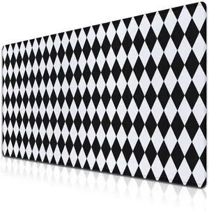 Samgula Computer Mat Black and White Desk Mat Large, Big Mouse Pad Gaming Desk Mats, Mouse Pad Gaming Non-Slip Rubber Base Waterproof with Stitched Edges, 35.4" X 15.7" for Work/Game/Office Diamond