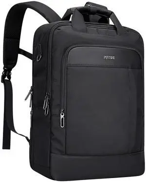 PIJUSHI Laptop Backpack for Women Men Personal Item Travel Backpack Convertible Carry on Bag Flight Approved(PE042 Black)