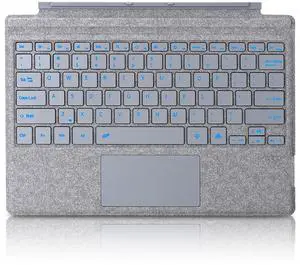 Seagtigau Keyboard Type Cover for Microsoft Surface Pro 7+ Pro 7 Pro 6 Pro 5 Pro4 Pro3, 12.3 inch, Ultra-Slim Bluetooth Multi-Touchpad Mouse Rechargeable, 7-Color LED Backlit (Grey with Backlit)