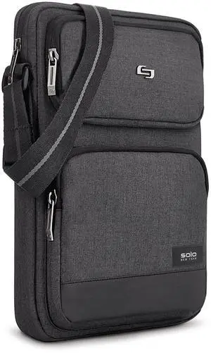 Solo New York Universal Tablet Sling Bag for Women & Men - Crossbody Bag for Travel, Walking, & Hiking, Adjustable Shoulder Strap, Front Zippered Pocket, Fits 12.9" Tablets - Ludlow, Grey