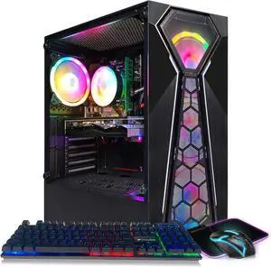 STGAubron Gaming PC Computer Desktop, Intel 10th Gen G5905 3.5G, Radeon RX 580 8G GDDR5, 16G DDR4 RAM, 1T SSD, WiFi, BT 5.0, RGB Fan x 4, Windows 11 Home