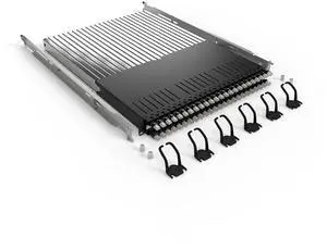 PATCHBOX® Plus+ Cat.6a - 24-Port Patch Panel with Retractable Cable Management System for 19 Racks, Includes Flat 10GB Black UTP Cables and Cassettes, Easy Network and Server Setup