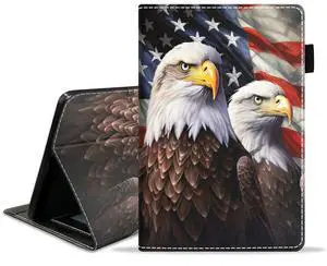 BXIKEOPIU Case for Amazon Fire Max 11 Tablet (11 Inch, 13th Generation, 2023 Release), Slim PU Leather Stand Folio Cover with Card Slot & Auto Wake Sleep, Patriotic American Flag Bald Eagle