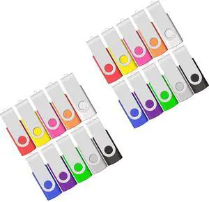 Bundle 4GB 10 Pack + 2GB 10 Pack Flash Drives, 20 Units in Total Gig Stick Jump Drives Bundle