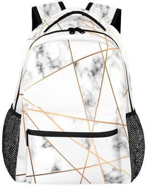 Backpacks Boys Girls, Abstract Marble Stone Geometric Lightweight School Backpack Laptop College Bookbag, Travel Casual Daypack, Hiking Camping Computer Rucksack
