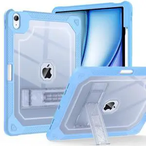 ZoneFoker for iPad Air M3 13 Inch Case 2025, for iPad Air M2 13-inch 6th Gen 2024 Slim Cover Heavy Duty Shockproof Hard Protective Case with Pencil Holder Kickstand for Kids, Blue