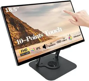 18.5 Inch Touchscreen Large Portable Monitor Metal Shell IPS HDR 1080P with Smart Cover & Rotatable Stand & Speakers, 99% sRGB, 350cd/m², VESA, USB-C HDMI External Touch Screen for Mac/Laptop/PC/Phone