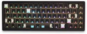 Glacier Weikav NUT65, 65% Mechanical Keyboard Kit, Wireless Tri-Mode/Wired Detachable USB-C, Hot-Swappable, Dual Gasket Mount, CNC Aluminum Case, RGB Backlight, ANSI Layout (Black, Standard Cable)