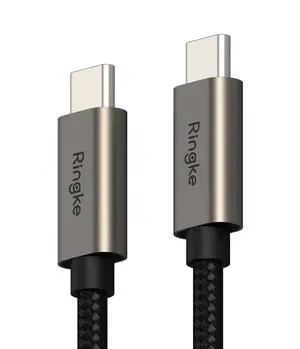 Ringke USB C to USB C Basic Cable (6.6 FT), USB Type C to C 60W Fast Charging Charger Cord Car Carplay Cable Compatible with iPhone 16 and 15 Series, Galaxy, Pixel, Laptops, and Tablets - Black