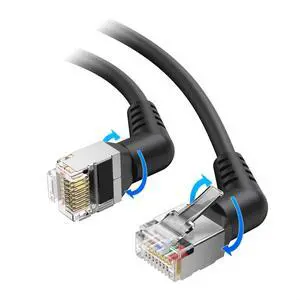 Cable Matters 40Gbps 360-Degree Rotatable Cat 8 Ethernet Cable - 15ft, Right Angled Cat 8 Cable with Ultra Flex PVC Jacket for Tight Spaces, High Speed Ethernet Cord for Gaming, Black
