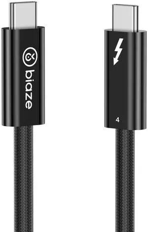 biaze Silver Plated Thunderbolt 4 Cable, 40Gbps Data Sync, 8K/6K@60Hz, 100W Charging (6.5FT)
