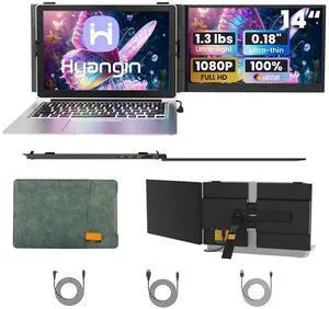 2025 Upgraded 14" Laptop Screen Extender, Ultra-Thin 1080P Laptop Monitor Extender, Ultra-Light Dual Screen Portable Monitor for 13-17.3" Laptops, Compatiable with Windows/Mac/Linux/Chrome/Android/iOS