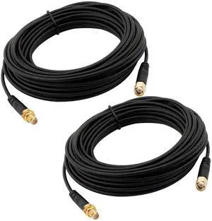 Upgraded WiFi Antenna Extension Cable 2pcs RP-SMA Male to RP-SMA Female (Rugged Molded Connectors)Bulkhead Mount RG174 Cable 32.8ft for Spypoint Link Micro Covert Trail Camera Antenna Router IP Camera