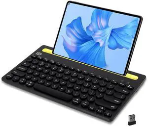 XuanGui Wireless Keyboard for IPad and Tablet with Holder,2.4GHz/BT5/BT3,Soft Touch Silent Design, 79-Keys Slim Portable,Bluetooth Connection IPad Pro Air Mini 11/13/15 Into a Laptop (Black)