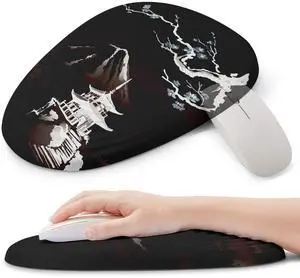 ORIENWEEDA Ergonomic Mouse Pad with Wrist Support, Comfortable Entire Memory Foam, Wrist Pain Relief and Anti-Slip PU Base, Mousepad for Various Computers, Laptop PC (12x8x1.2inch, Fujisan Dark)