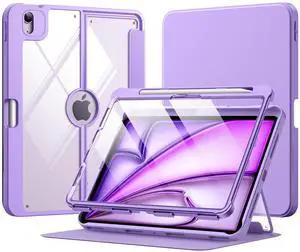 MoKo for iPad Air 11 Inch Case 7th/6th Generation M3/M2 2025/2024, iPad Air 5th/4th Gen Case 10.9 Inch 2022/2020 with Pencil Holder, Screen Protector, Lens Protector, Magnetic Multi Angle, Purple
