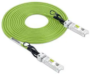 10Gtek [Green Colored 10G SFP+ DAC Cable - Twinax SFP Cable for Cisco SFP-H10GB-CU5M, Ubiquiti UniFi, D-Link, Supermicro, Netgear, Mikrotik, Fortinet, 5-Meter(16.4ft)