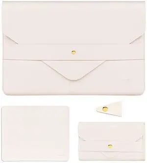 MOSISO Laptop Sleeve Bag Compatible with MacBook Air/Pro 13 inch, 13-13.3 inch Notebook, Compatible with MacBook Pro 14 inch 2025-2021 M4 M3 M2 M1 with Small Case&Mouse Pad&Cable Organizer, Beige