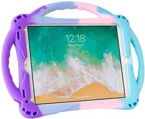Adocham Kids Case for iPad 9.7 inch 2018/2017, iPad 6th/5th Generation Case with Stand, Handle and Strap, Lightweight Shockproof Silicone Kids Cover for iPad Air/Air 2 (Multicolor)