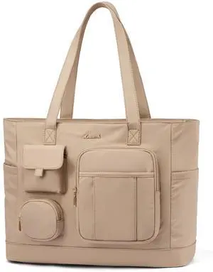 LOVEVOOK Laptop Tote Bag for Women Work, Teacher Tote & Nurse Bags with Zipper for Travel, Daily, College,Large Purse Computer Shoulder Handbag With Multi Pockets Black