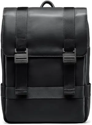 Nordweg Leather Laptop Backpack Dolomites NW101  Full-Grain 15.6 Bag for Work, Travel & School  Stylish, 21L Capacity - Black