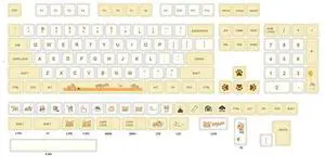 Corgi Dog 104 + 34 Keycap Set, Dye-Sublimation PBT Keycaps, XDA Profile Custom Keys for DIY Cherry MX Mechanical Gaming Keyboards