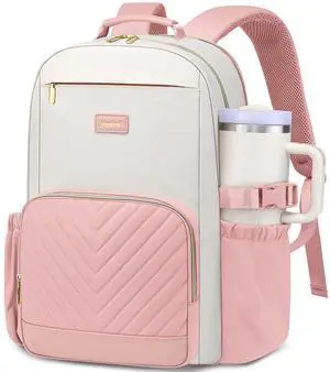 Laptop Backpack for Women Bookbag: 15.6 inch Work School Backpacks with Pouch Pocket for Large Capacity Cup & USB Charger College Book Bag Travel Business Nurse Teacher Bookbags Anti-theft Back Pack